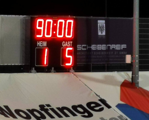 Anzeigetafel WrNeustadt gegen Rapid, 1:5